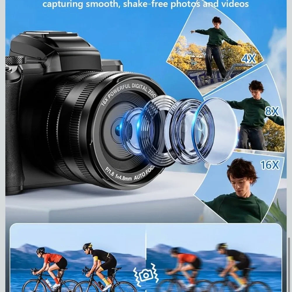 8K Black Digital Camera with Wi-Fi